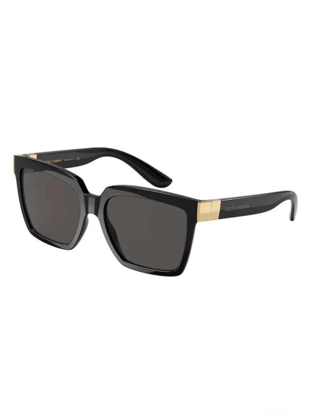 NWOT Dolce & Gabbana Black Sunglasses with Gold Temple Detail